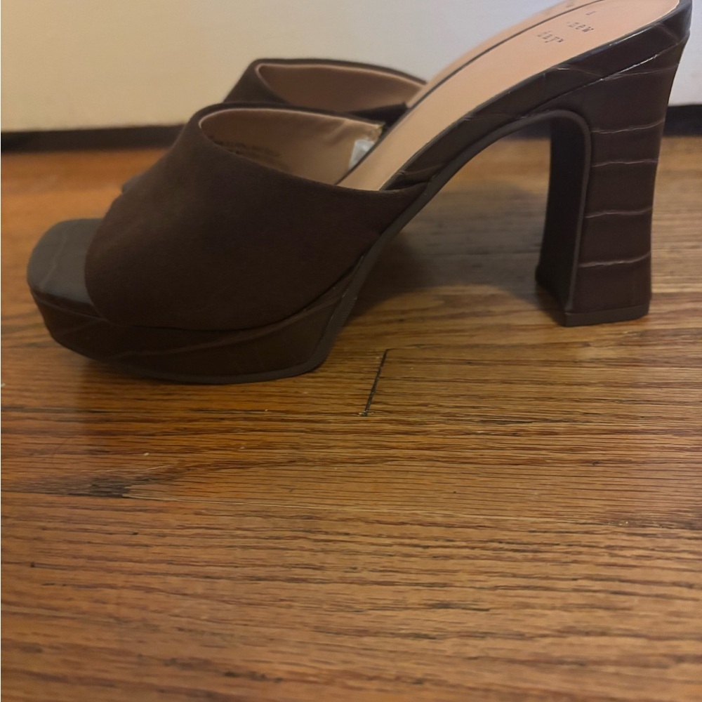 A New Day Dark Brown Slide Sandals - Picture 2 of 3